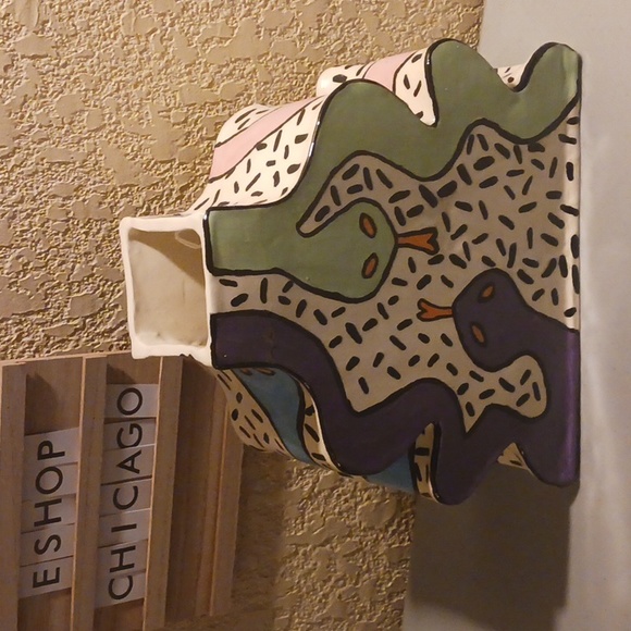 Snakes Ceramic Pottery Vase Art Hand Crafted Vintage #eshopchicago Snake Reptile - Picture 6 of 8